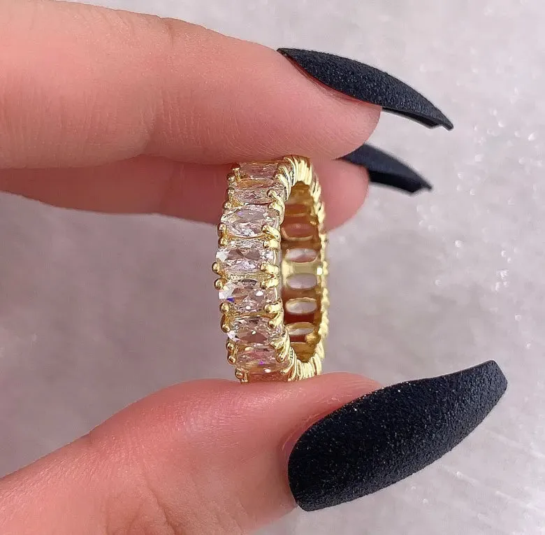 Diamond band rings 18k gold plated