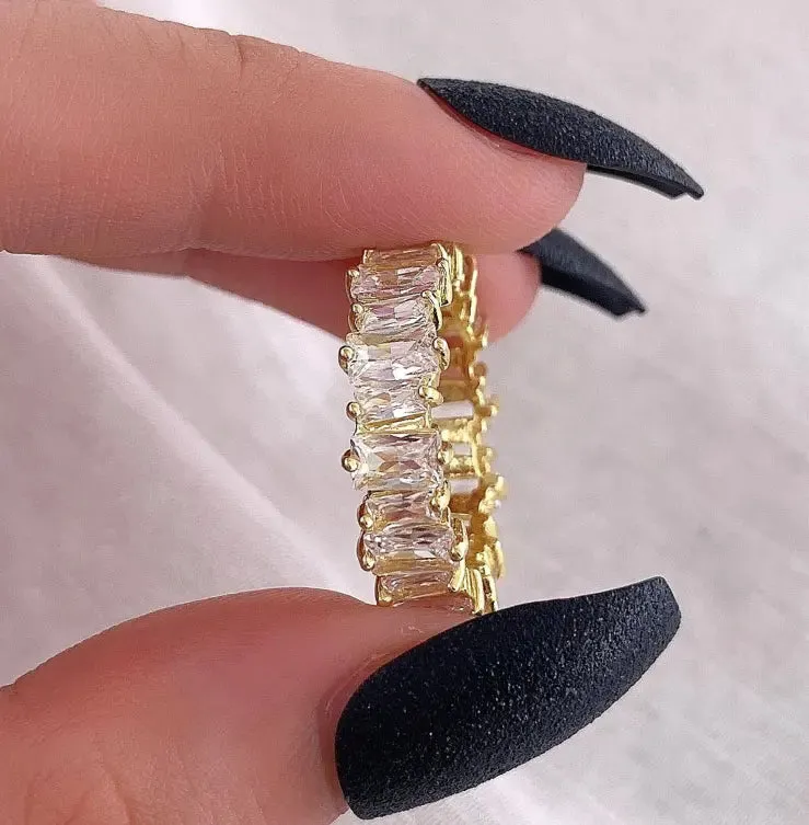 Diamond band rings 18k gold plated