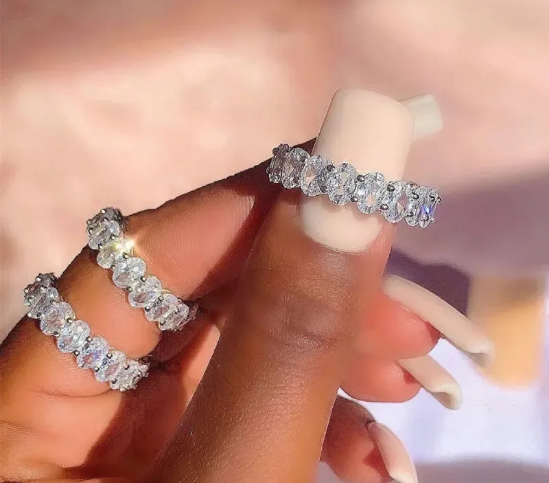Diamond band rings 18k gold plated