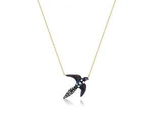 Diamond, Opal & Sapphire Bird Pendant