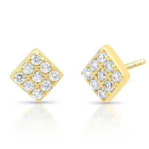 Diamond Pave Studs Tiny Square