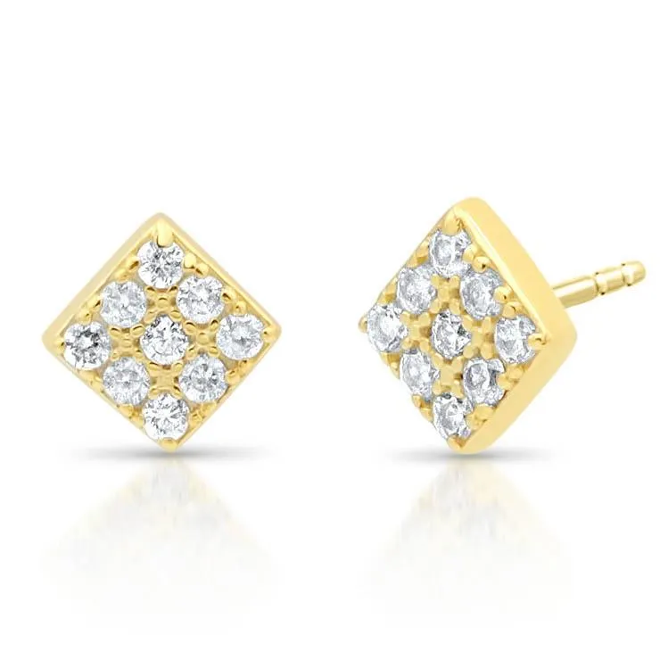 Diamond Pave Studs Tiny Square