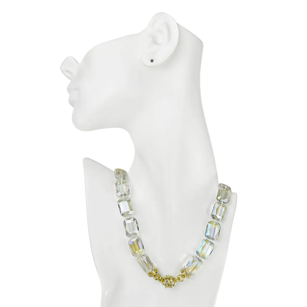 Diva Darling Emerald Cut Magnetic Interchangeable Necklace (Goldtone/Crystal AB)