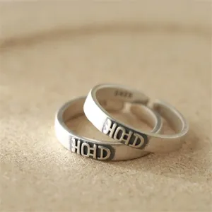Double Happiness Vintage Pairs Adjustable Rings for Chinese Wedding 925 Sterling Silver