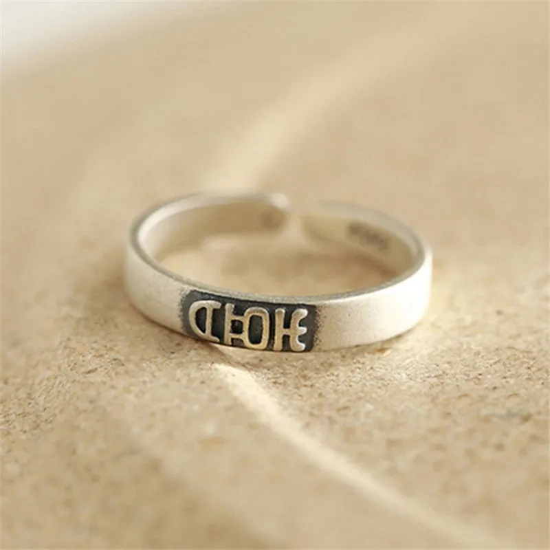 Double Happiness Vintage Pairs Adjustable Rings for Chinese Wedding 925 Sterling Silver