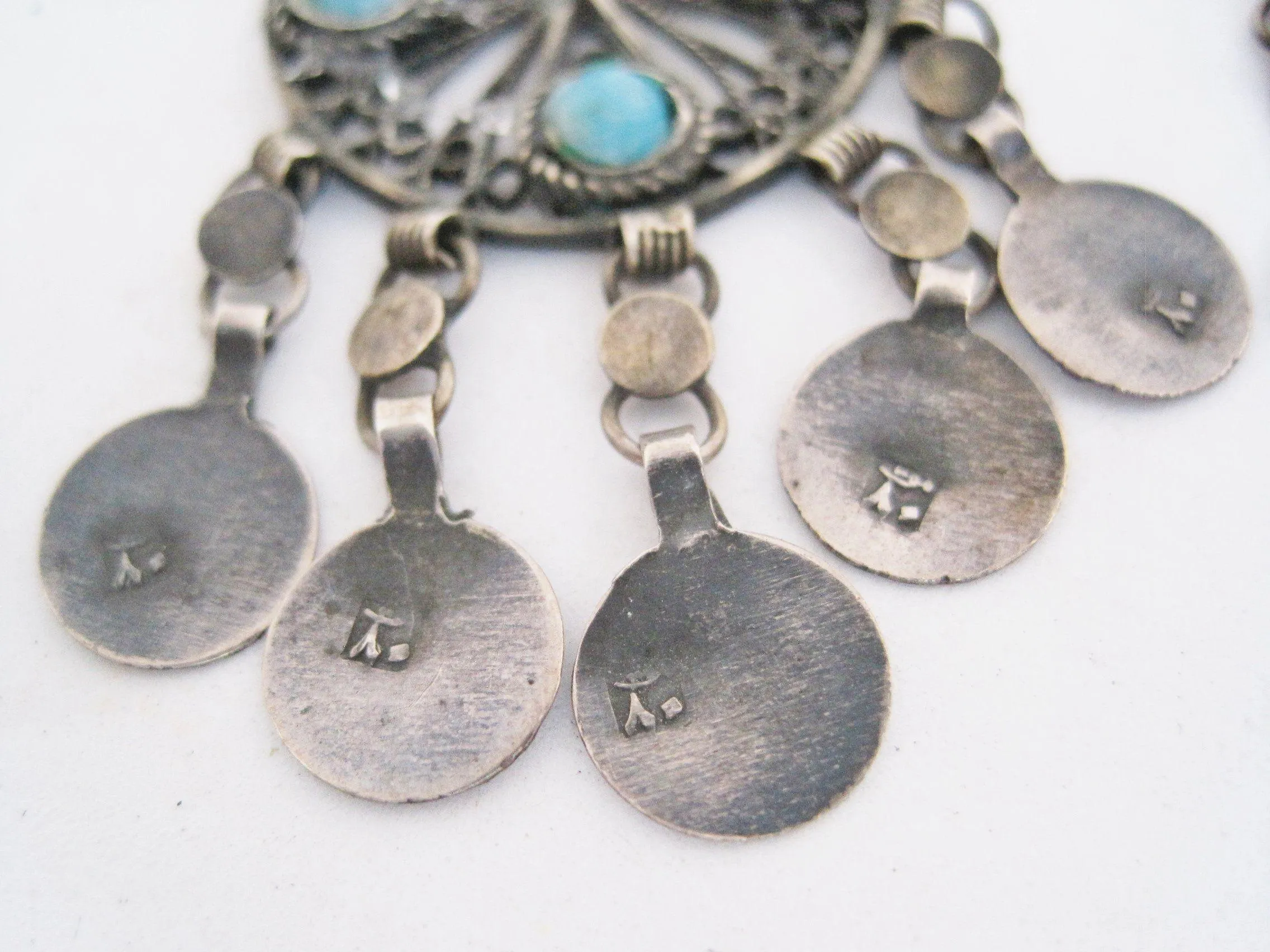 Egyptian Chandelier Silver Earrings with Clip On Mechanism