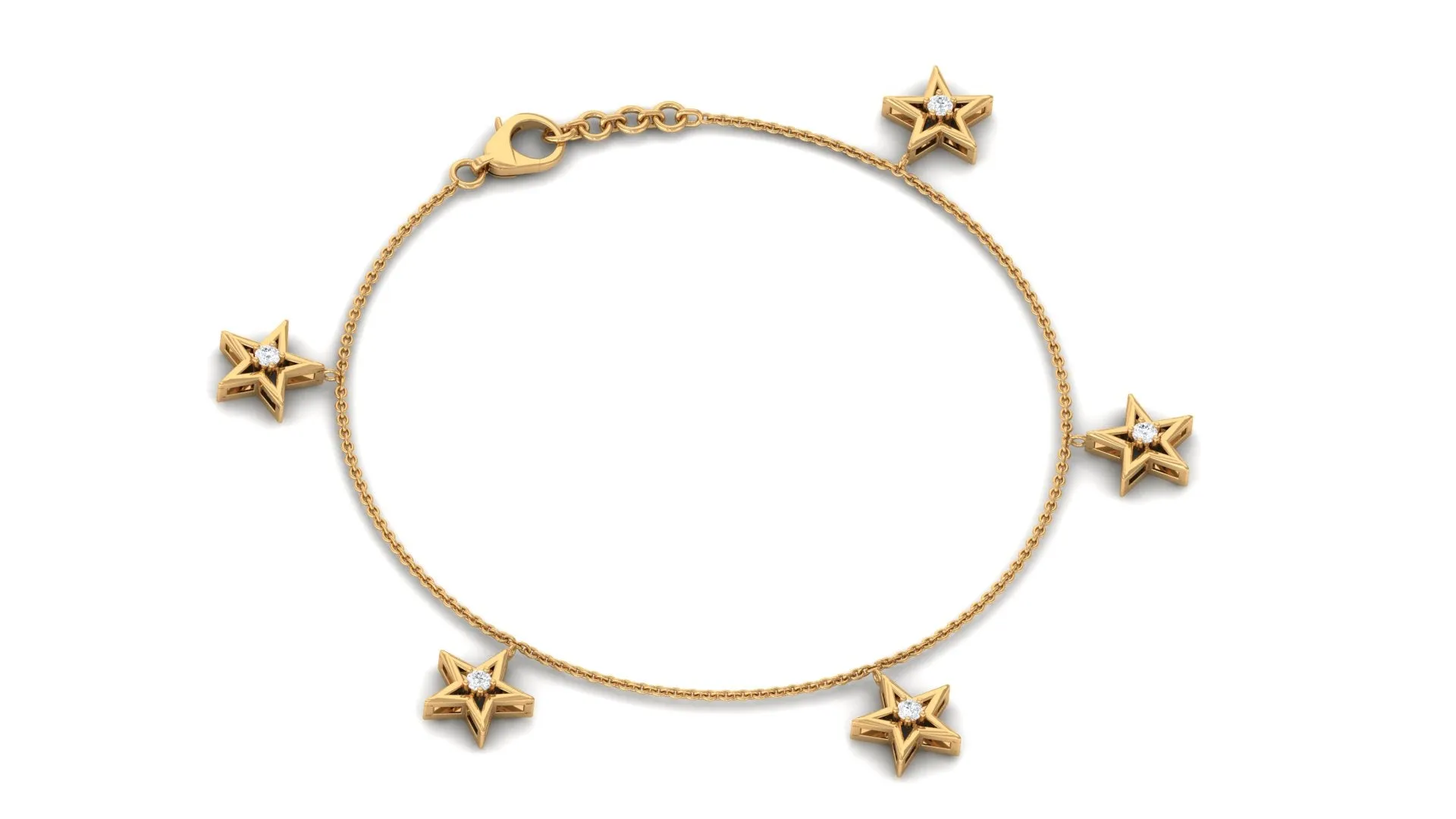 Elegant Cubic Zirconia Star Charm Chain Bracelet