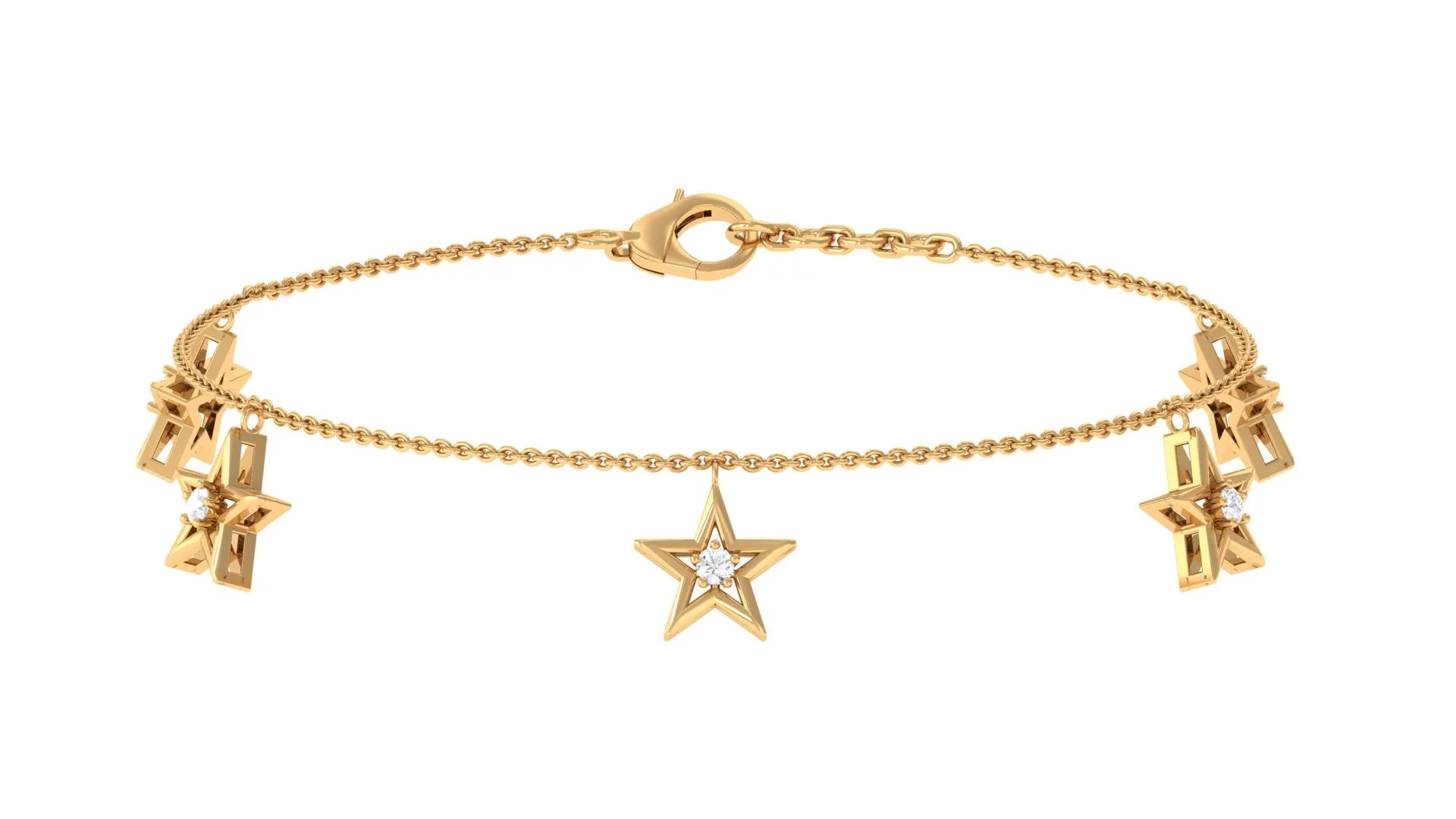 Elegant Cubic Zirconia Star Charm Chain Bracelet