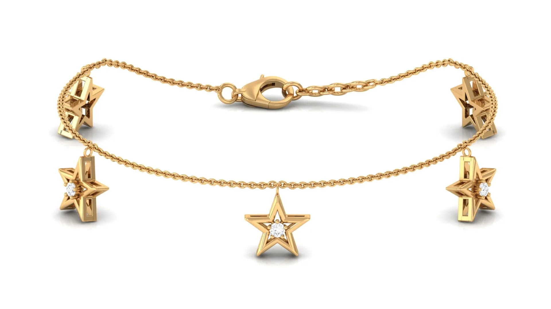 Elegant Cubic Zirconia Star Charm Chain Bracelet