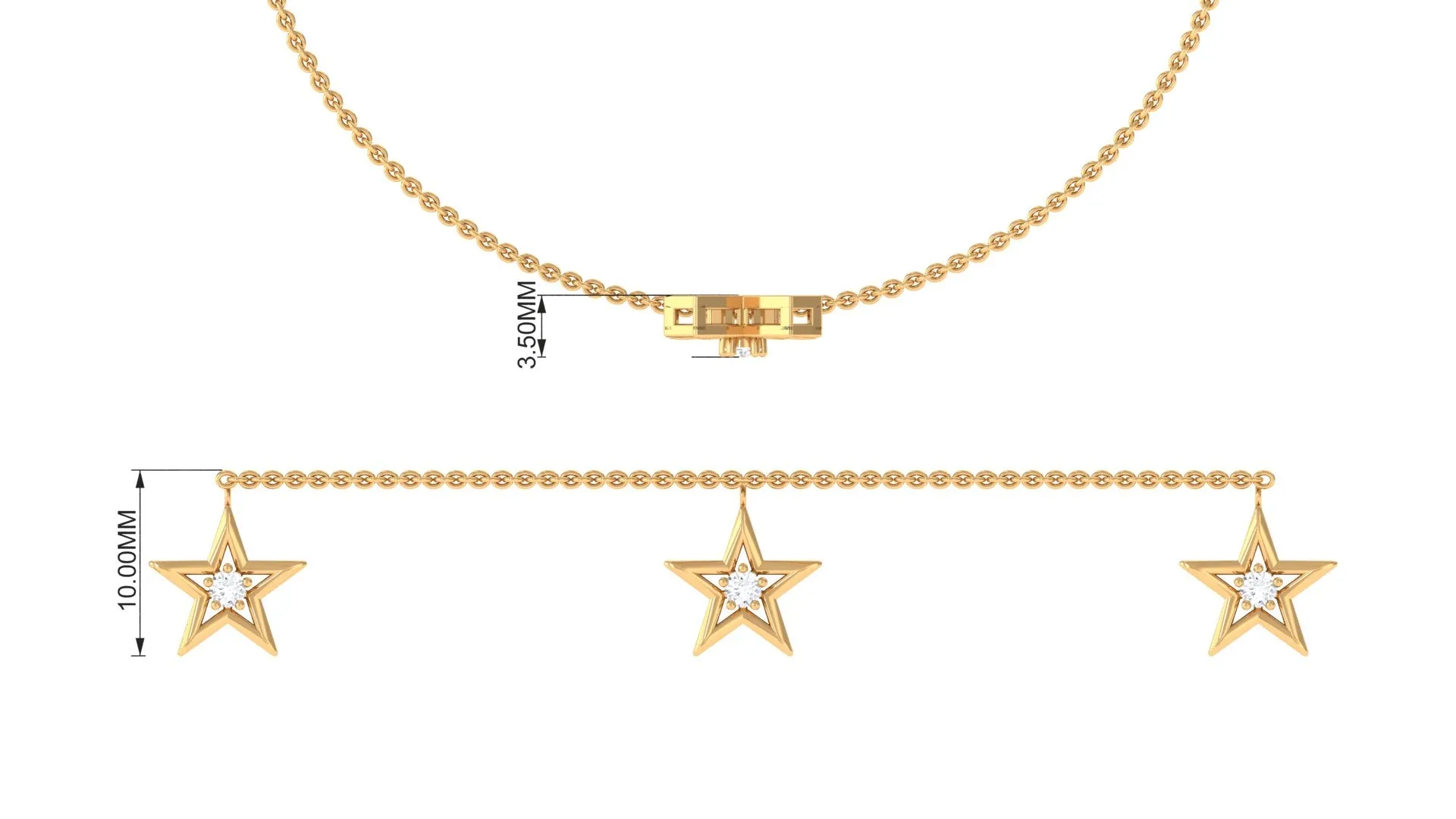 Elegant Cubic Zirconia Star Charm Chain Bracelet