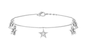 Elegant Cubic Zirconia Star Charm Chain Bracelet