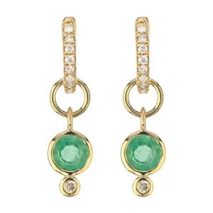 Emerald & Diamond 14K Gold Earring Charms