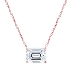 Emerald Cut Diamond Solitaire Necklace