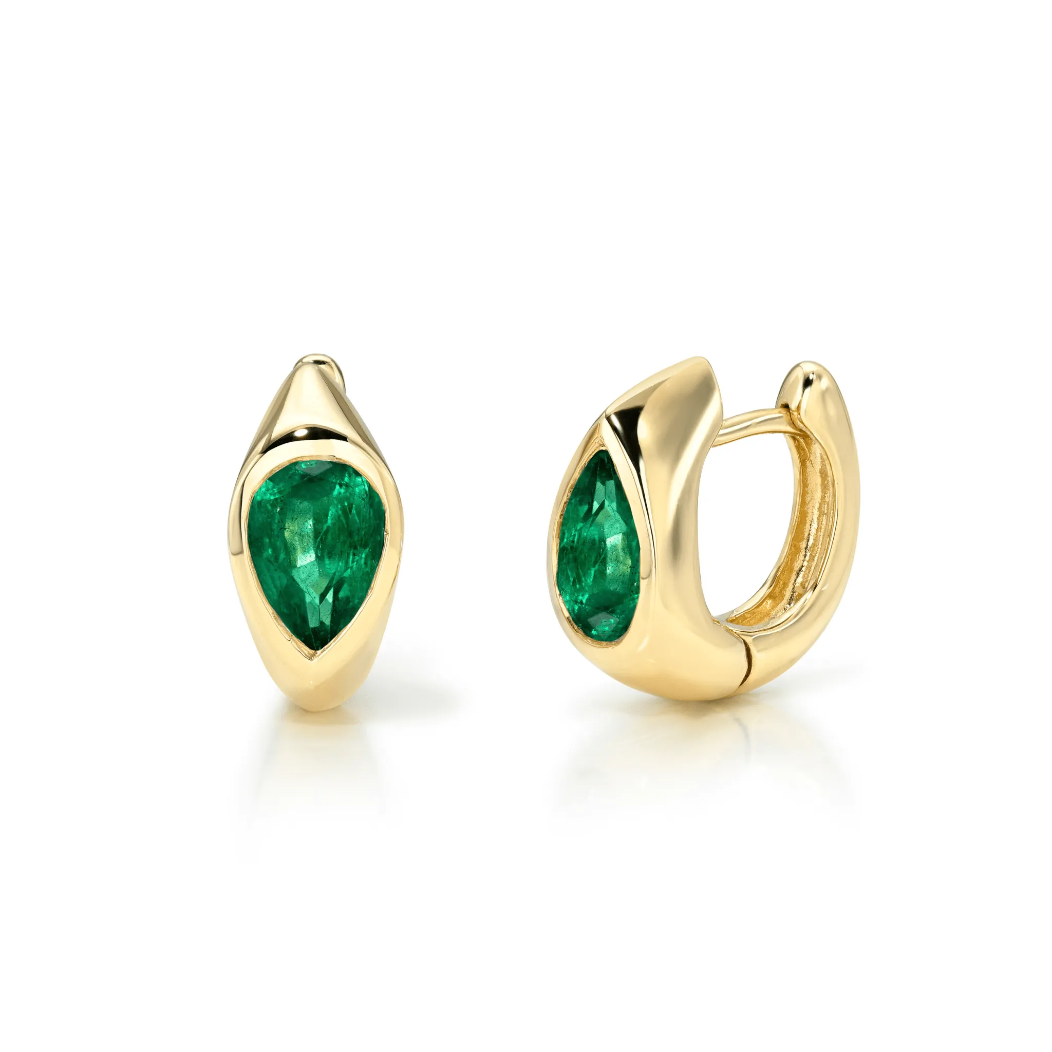 Emerald Reverse Pear Hoops