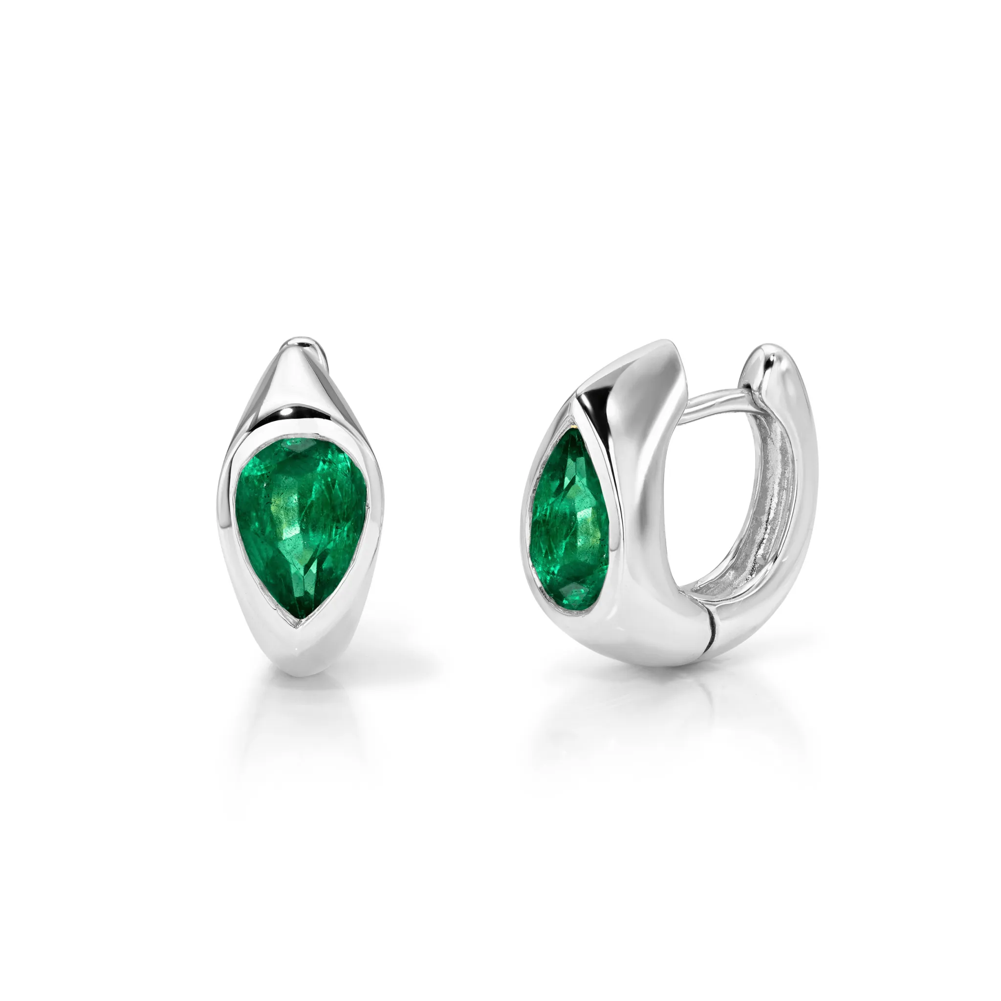 Emerald Reverse Pear Hoops