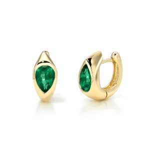 Emerald Reverse Pear Hoops
