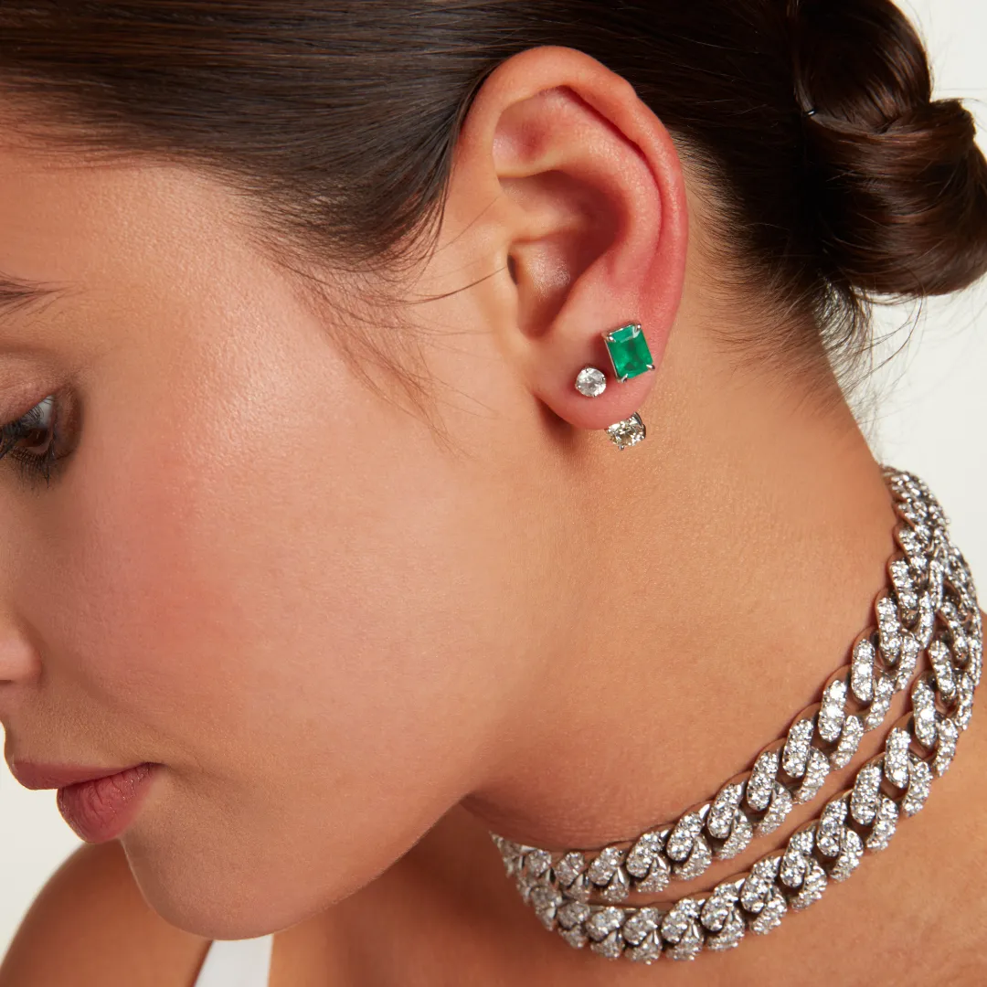 EMERALD STUDS, 3-4cts