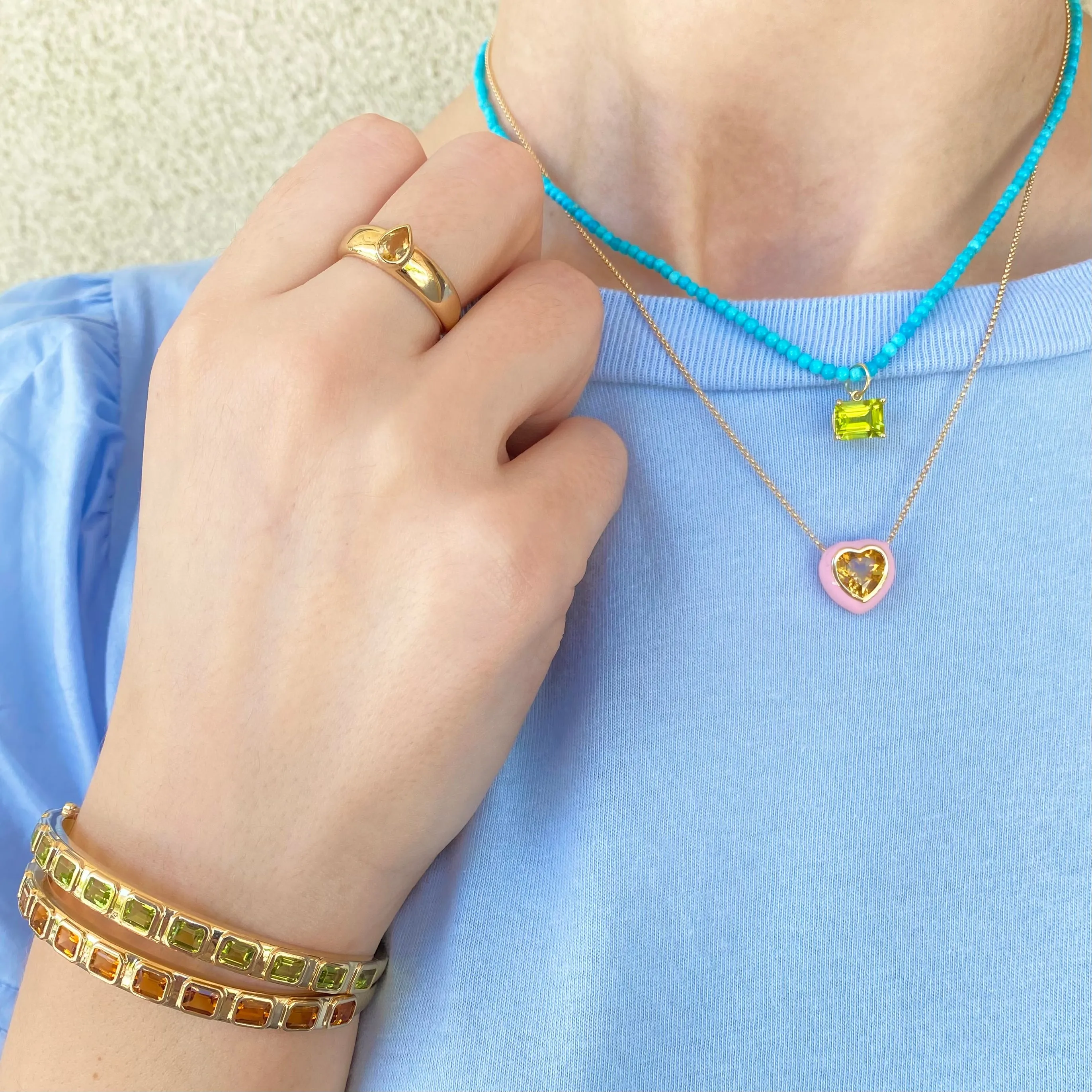 Enamel & Citrine Heart Necklace