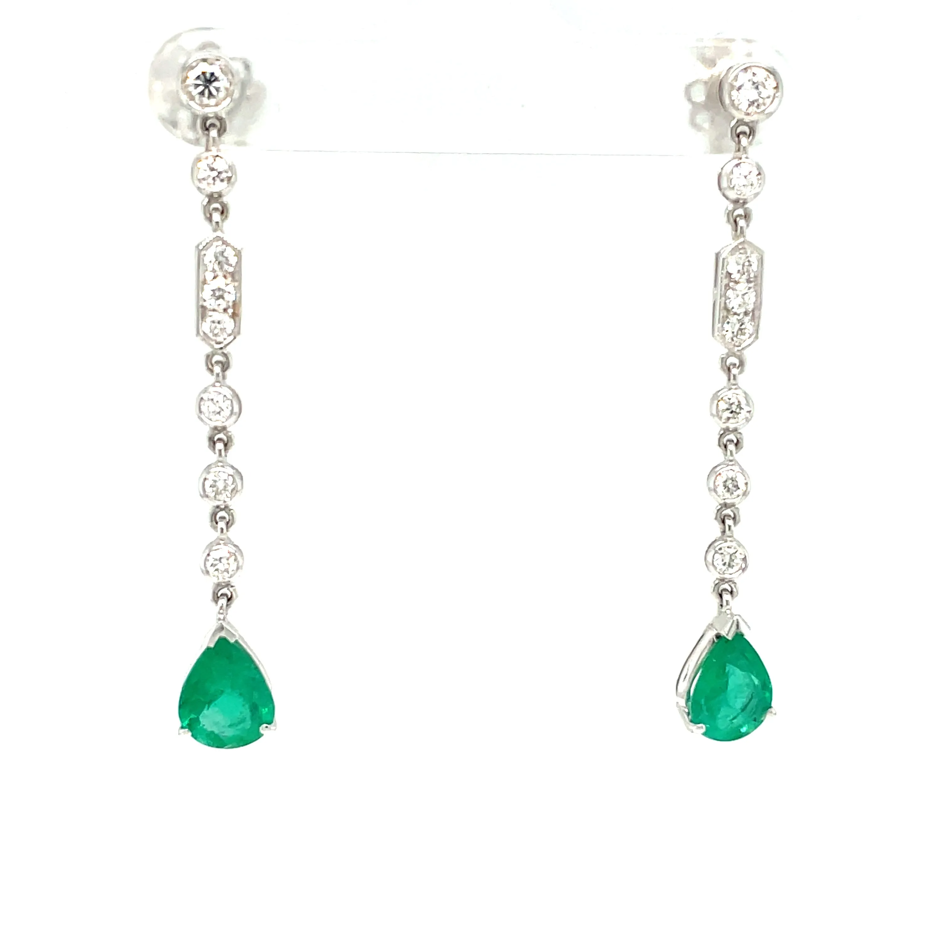 Estate Colombian Emerald Diamond Chandelier Earrings