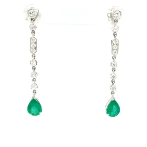 Estate Colombian Emerald Diamond Chandelier Earrings