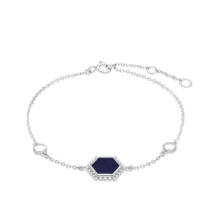 Flat Slice Hex Lapislazuli Armband in 925 Sterling Silber