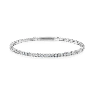 Flexible Diamond Eternity Bangle - White Gold