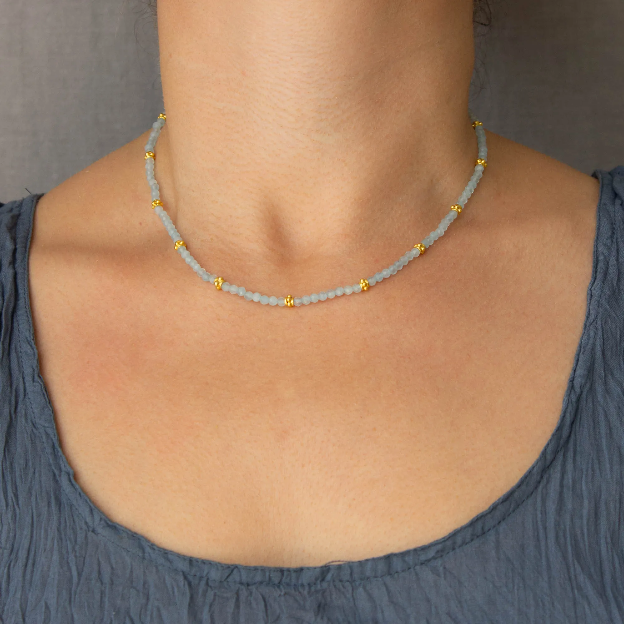 Gemstone and Gold Beaded Necklace