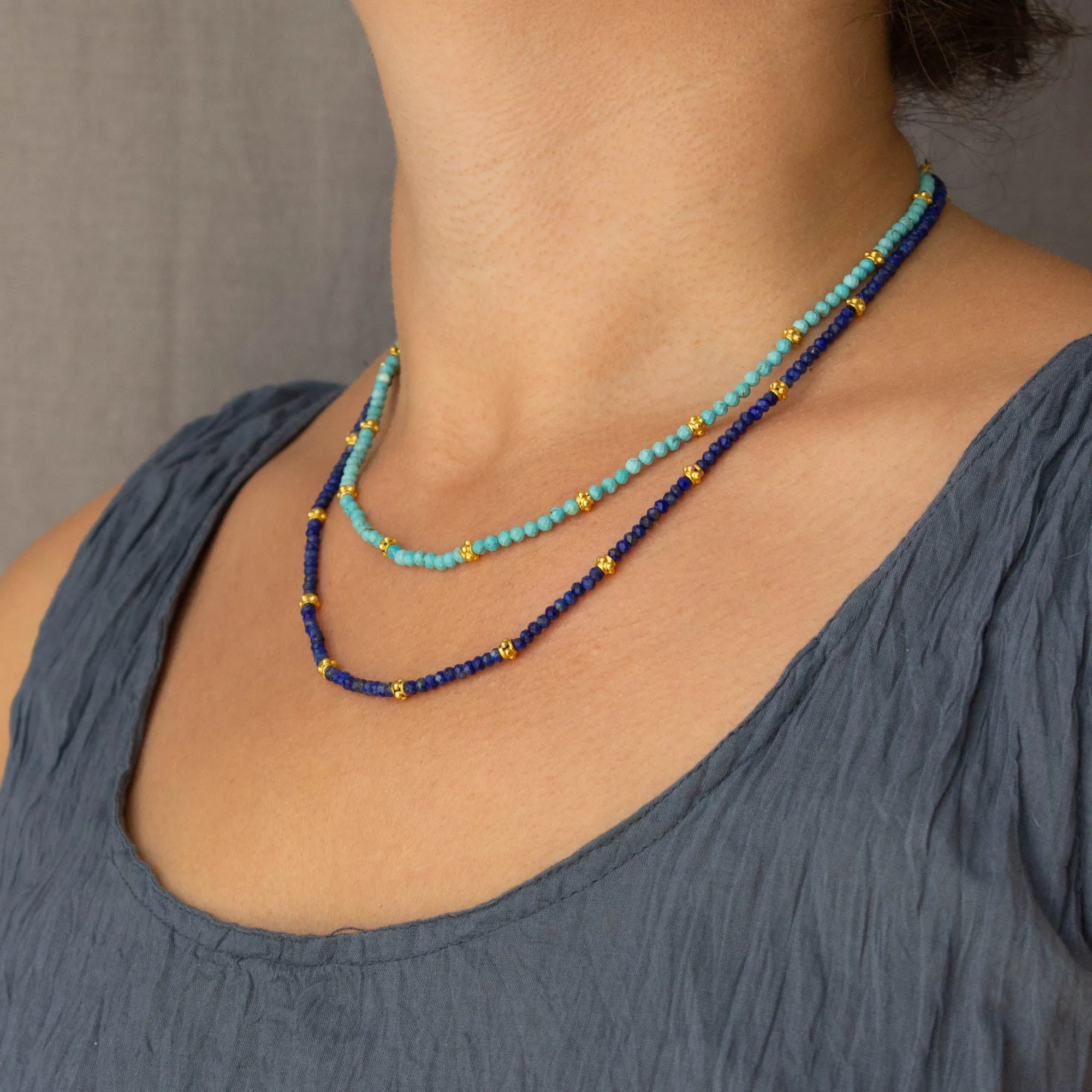 Gemstone and Gold Beaded Necklace