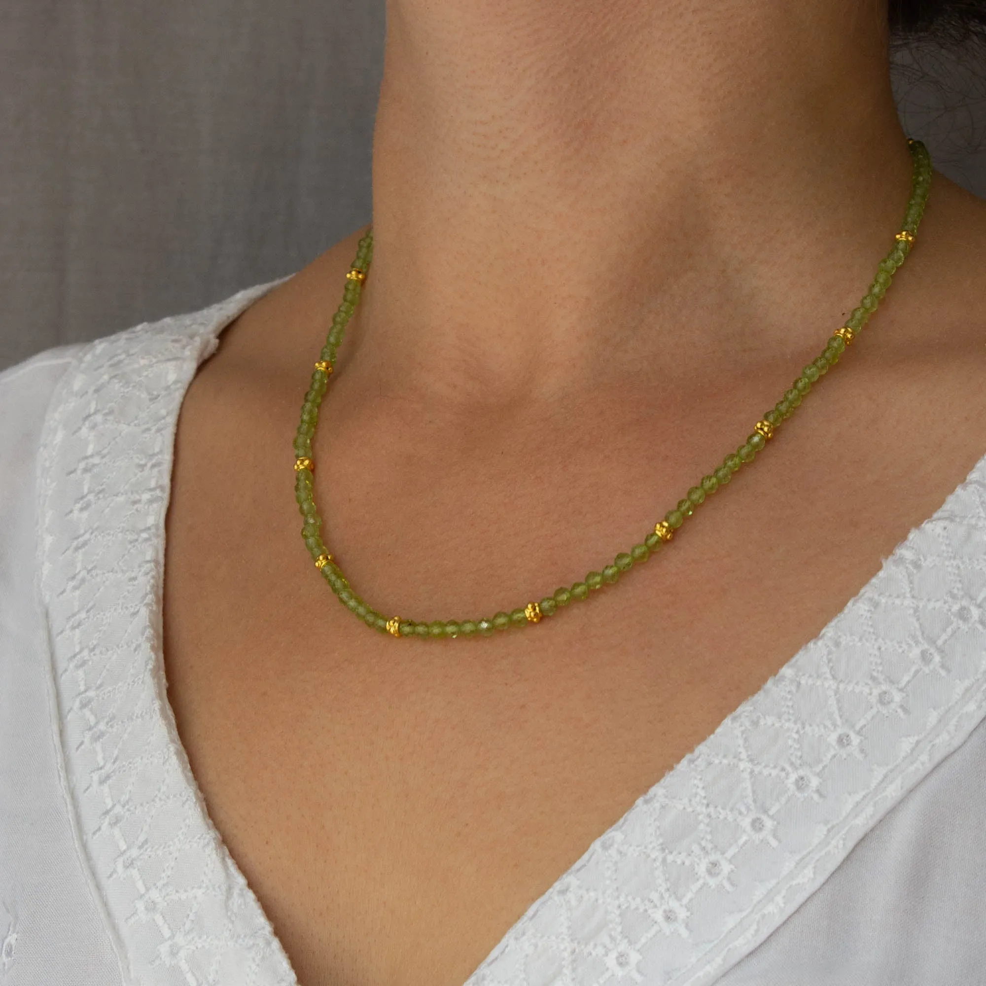 Gemstone and Gold Beaded Necklace
