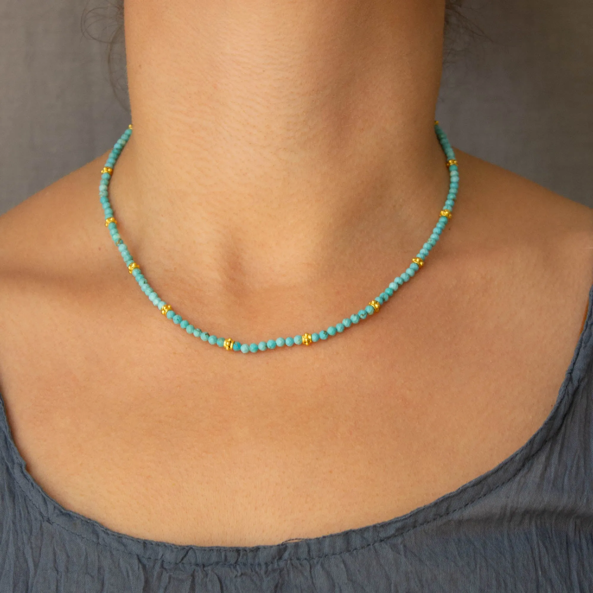 Gemstone and Gold Beaded Necklace