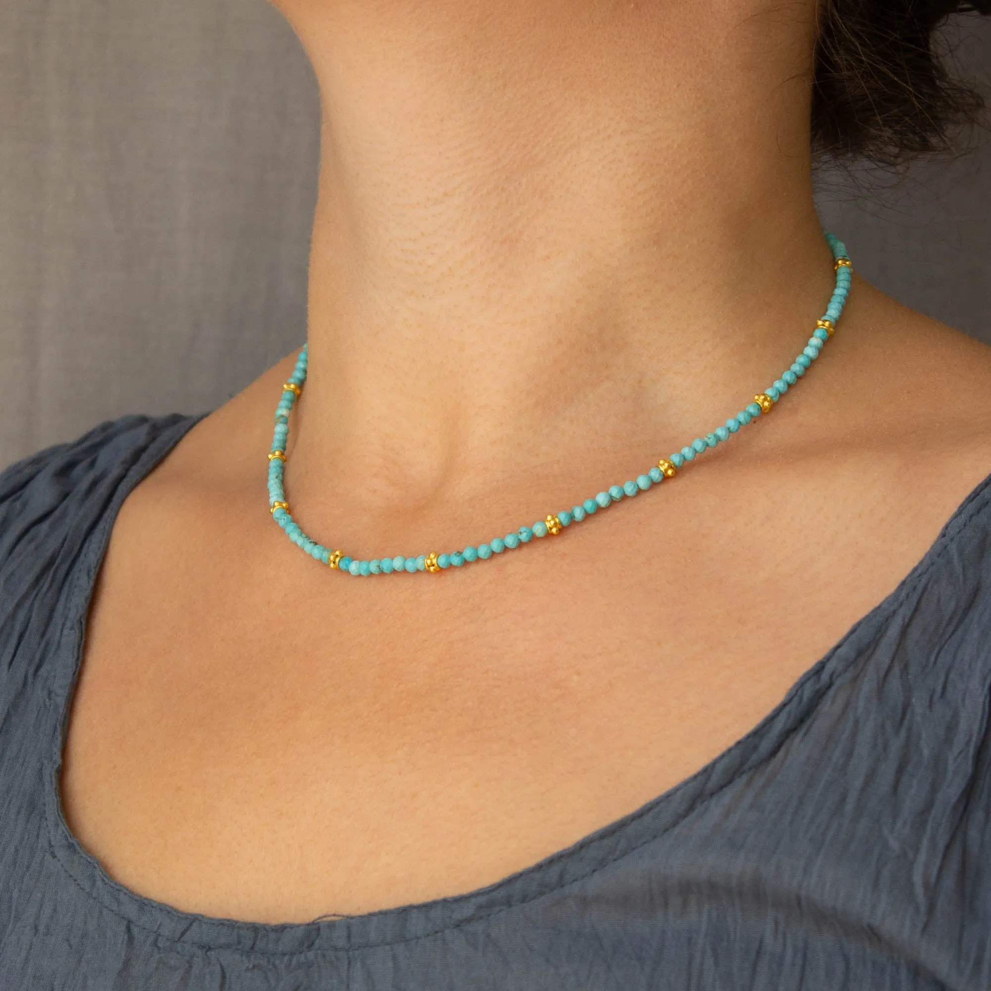 Gemstone and Gold Beaded Necklace