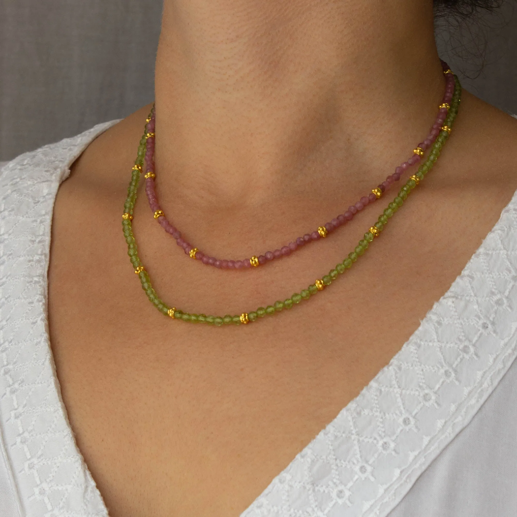 Gemstone and Gold Beaded Necklace