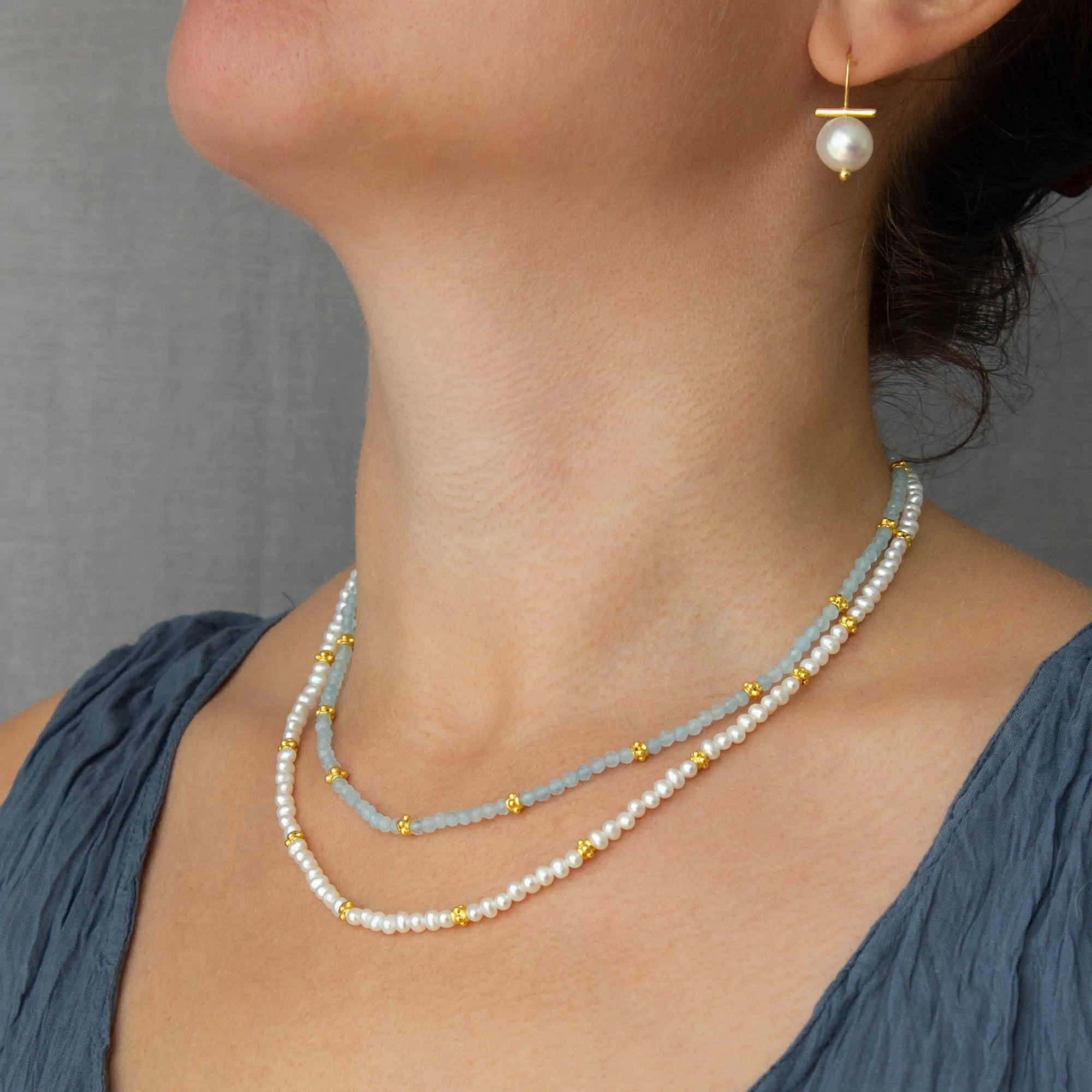 Gemstone and Gold Beaded Necklace