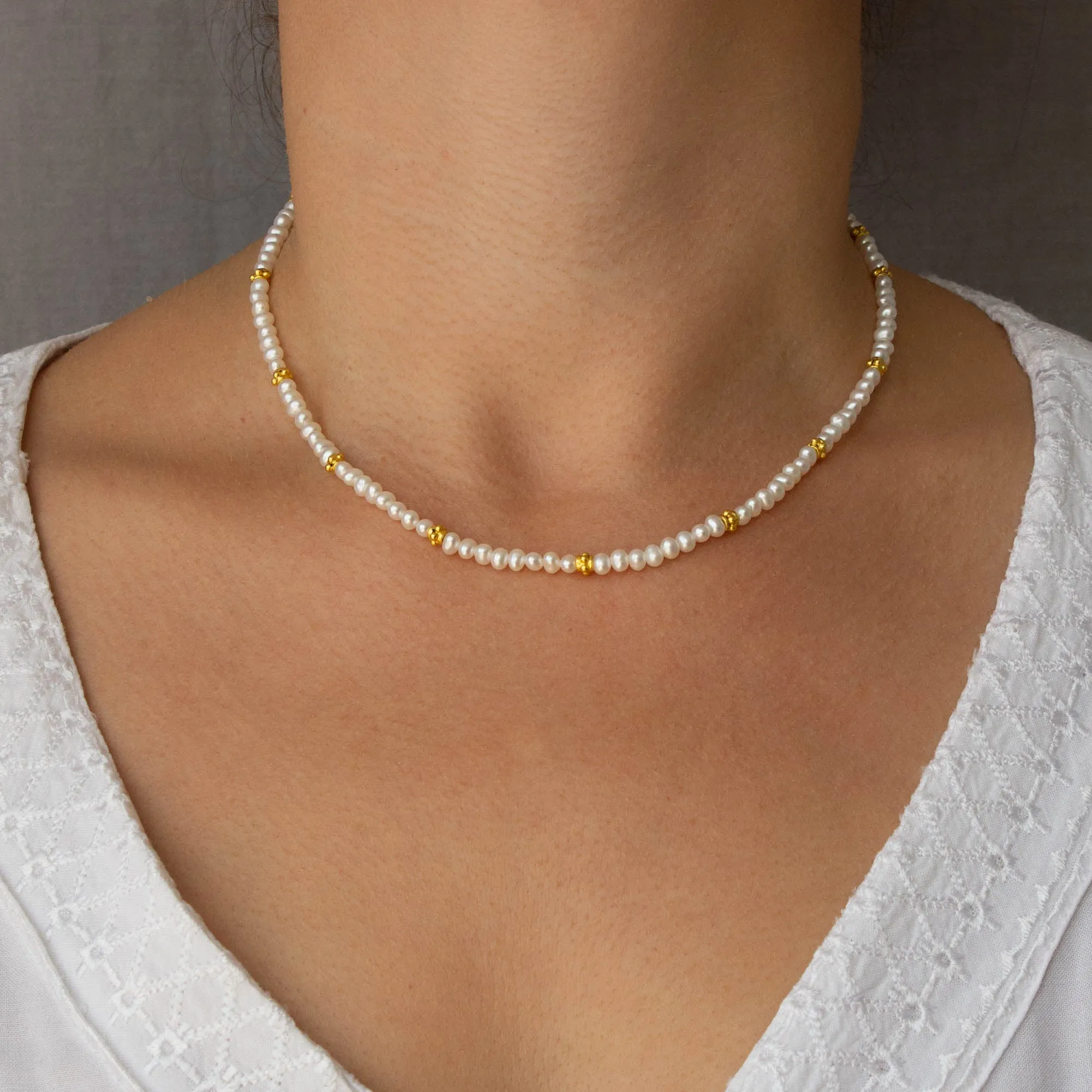 Gemstone and Gold Beaded Necklace