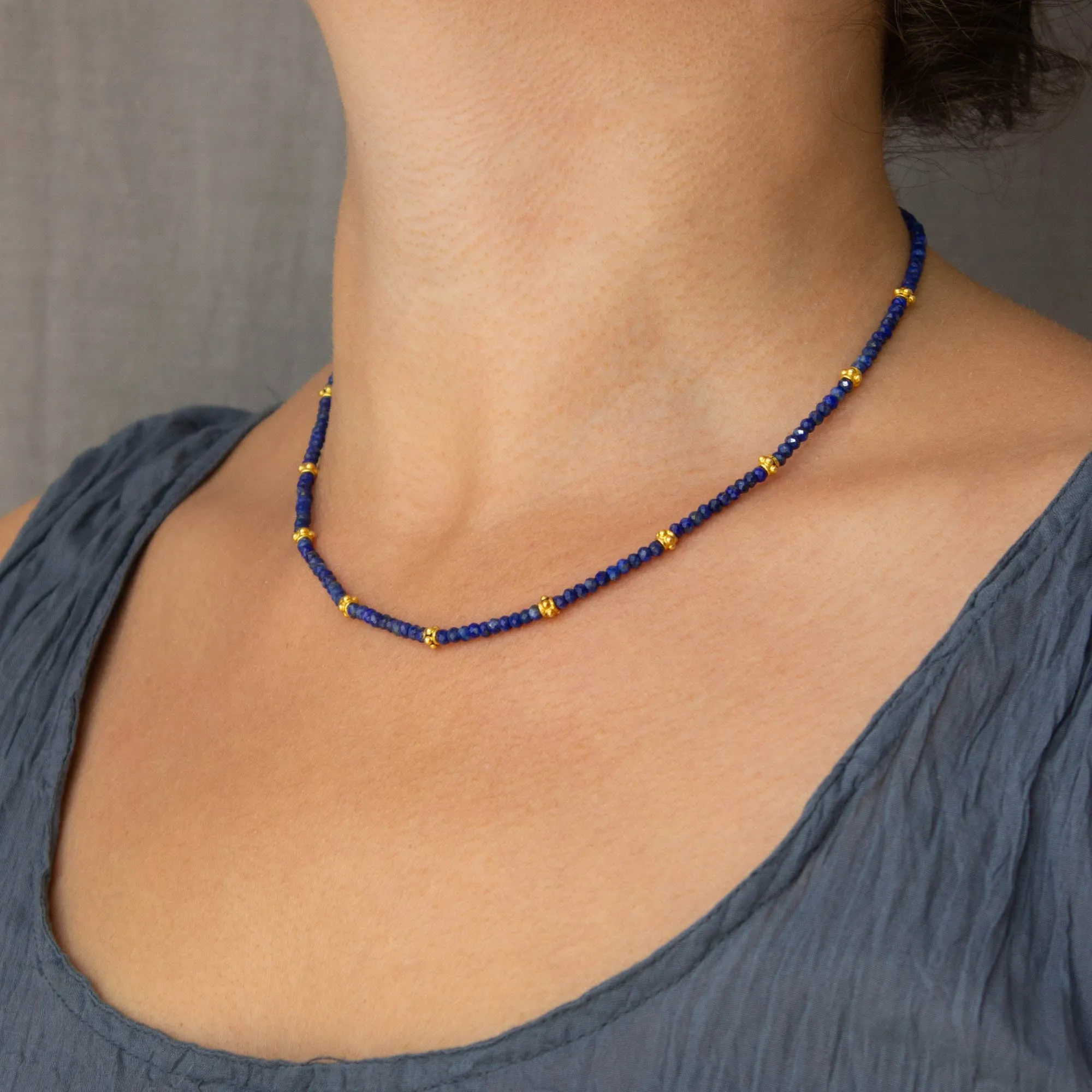 Gemstone and Gold Beaded Necklace