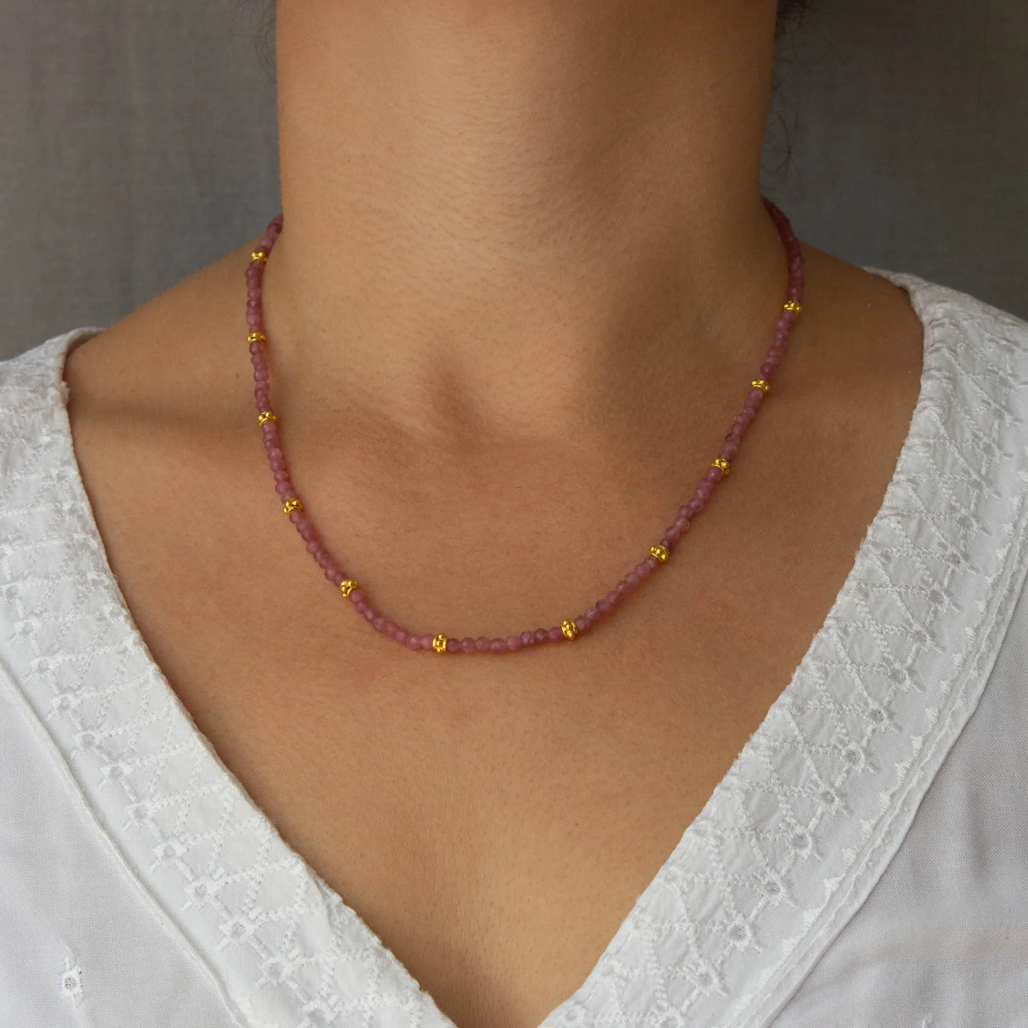 Gemstone and Gold Beaded Necklace