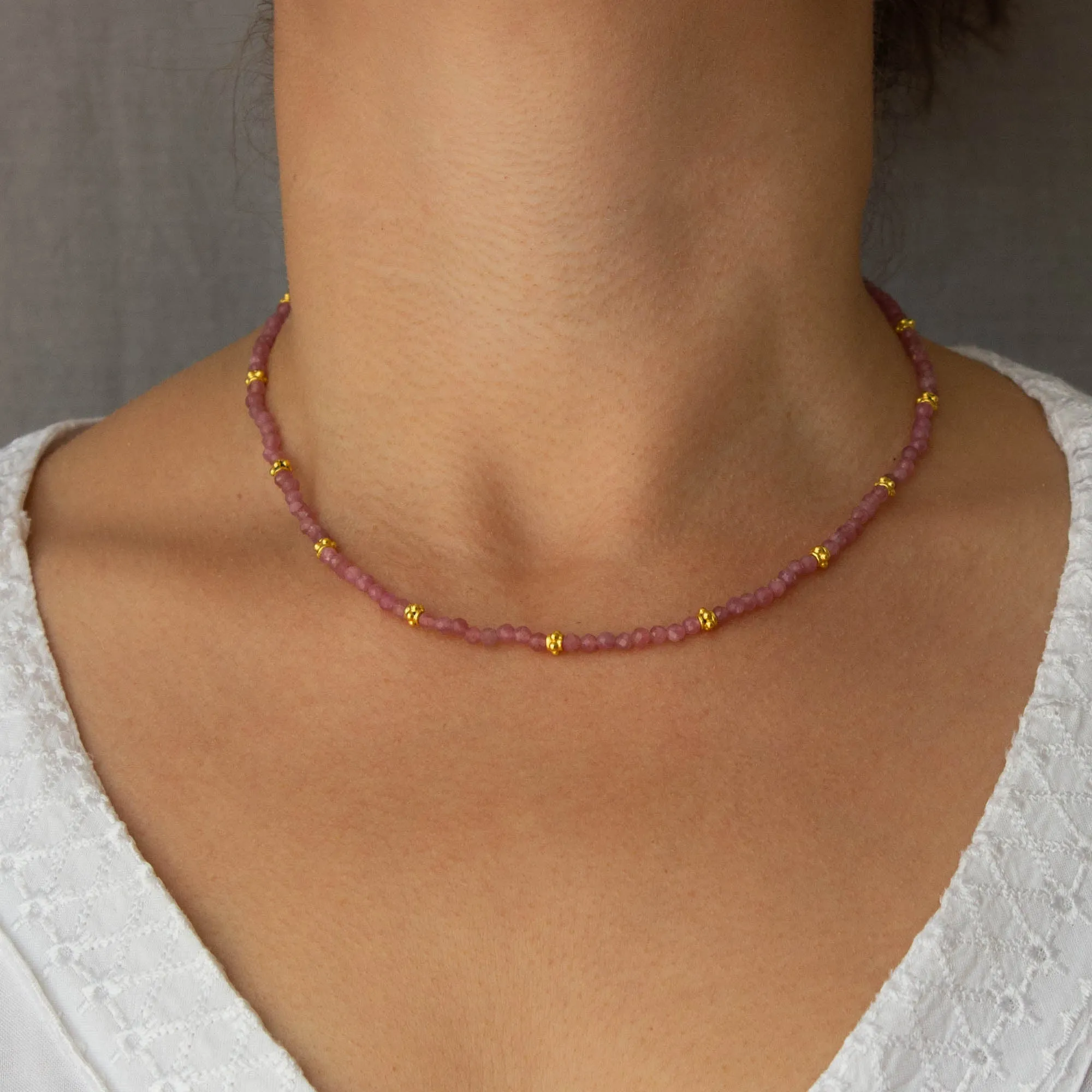 Gemstone and Gold Beaded Necklace