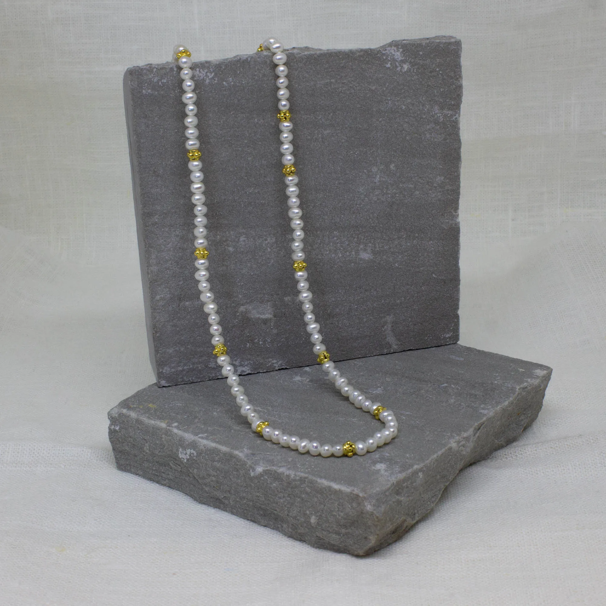 Gemstone and Gold Beaded Necklace