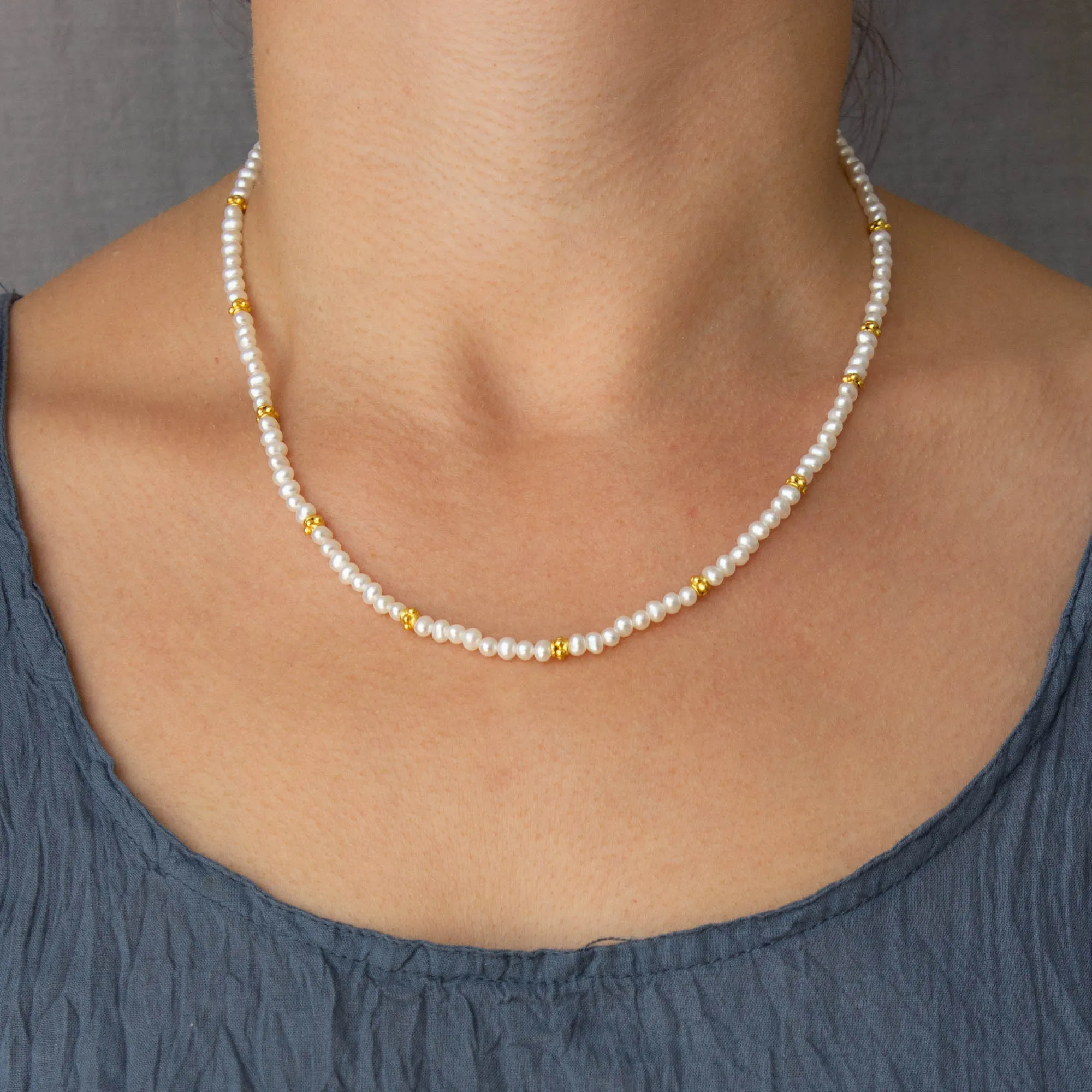 Gemstone and Gold Beaded Necklace