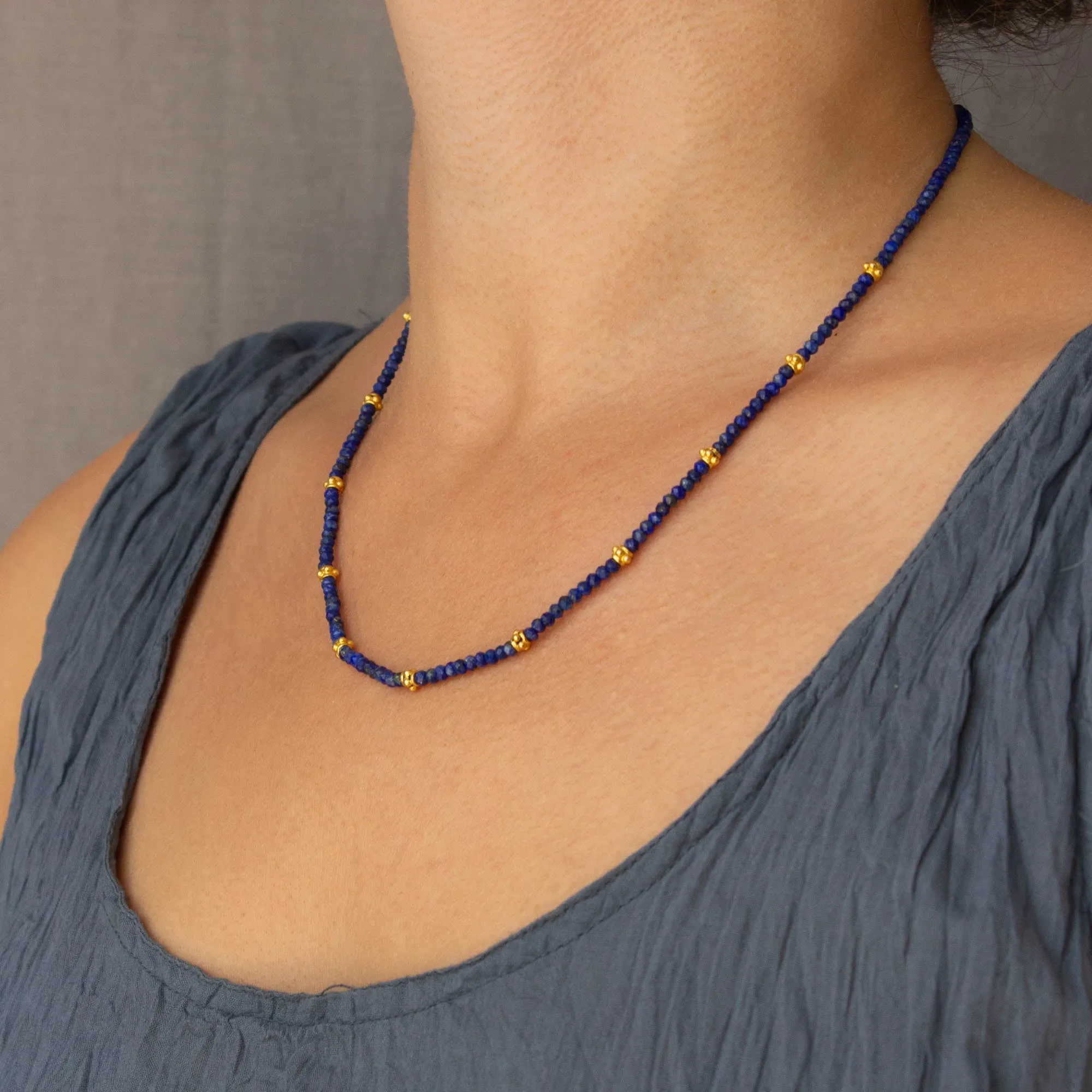 Gemstone and Gold Beaded Necklace