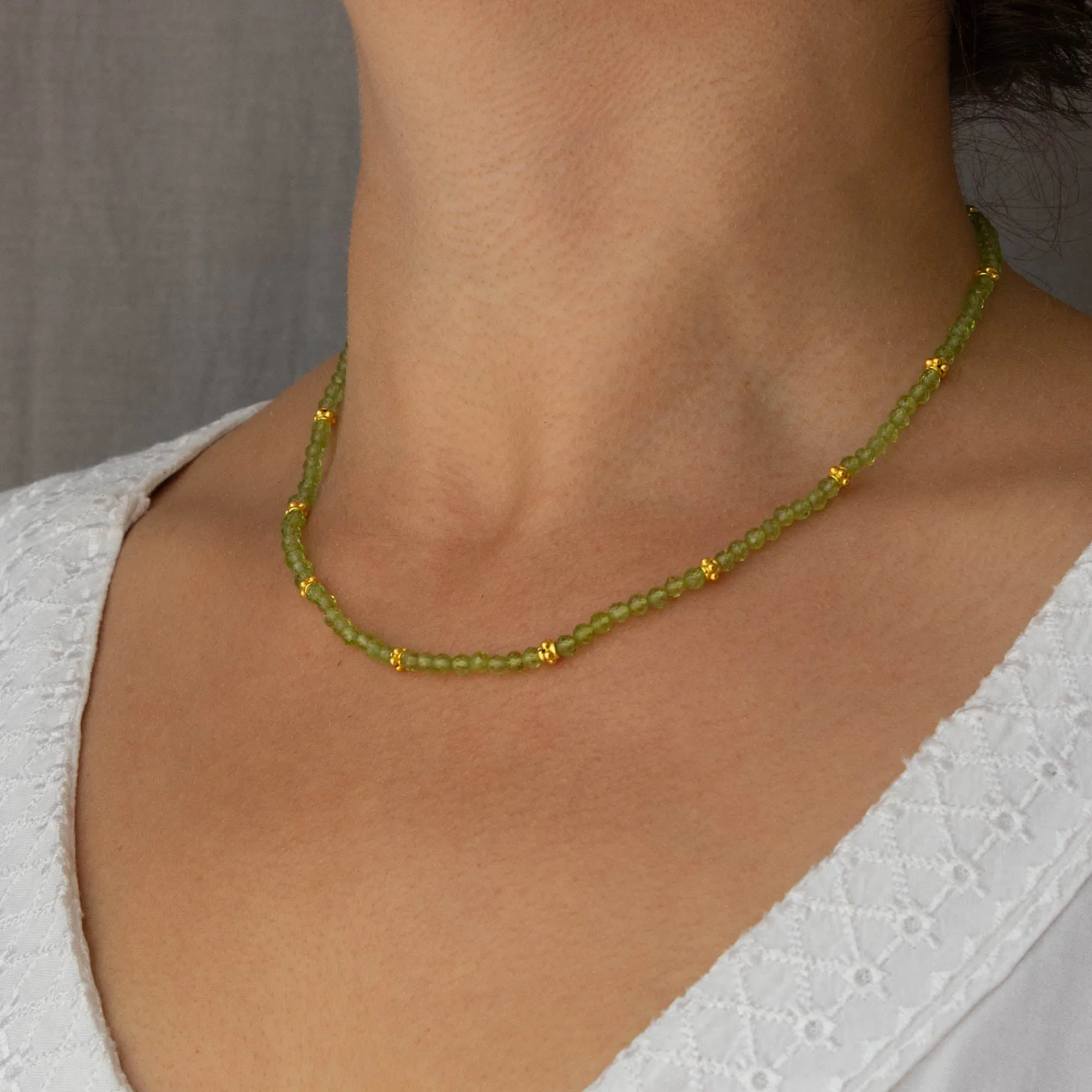 Gemstone and Gold Beaded Necklace