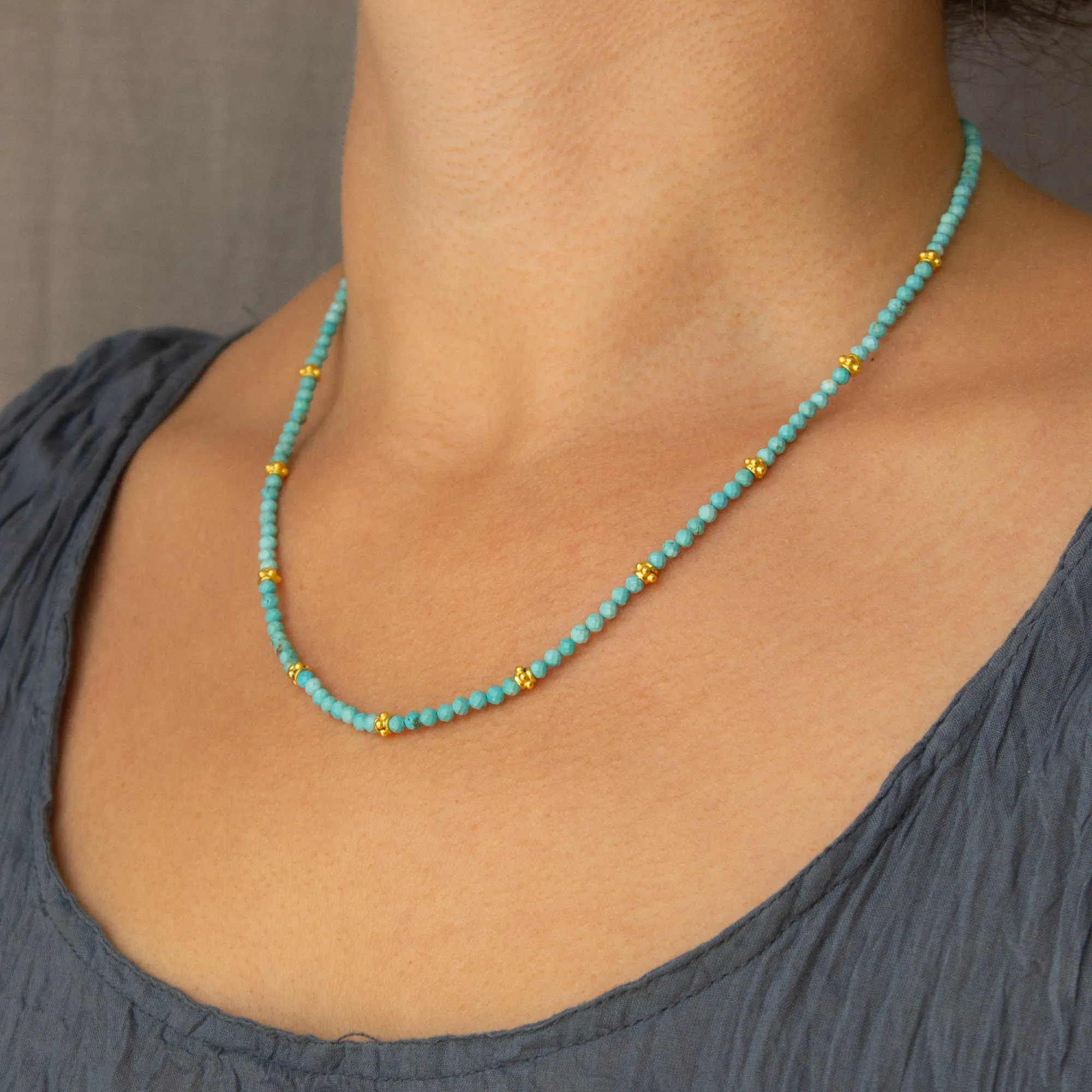 Gemstone and Gold Beaded Necklace