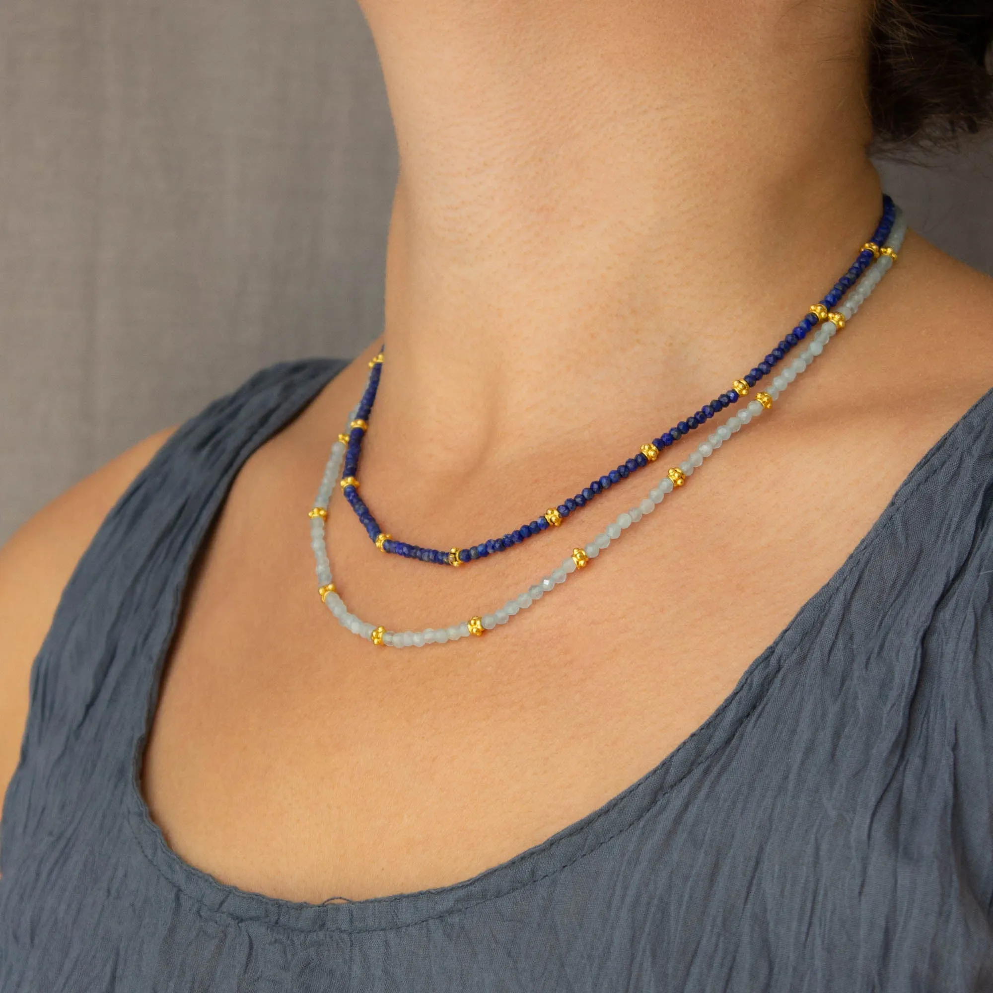 Gemstone and Gold Beaded Necklace