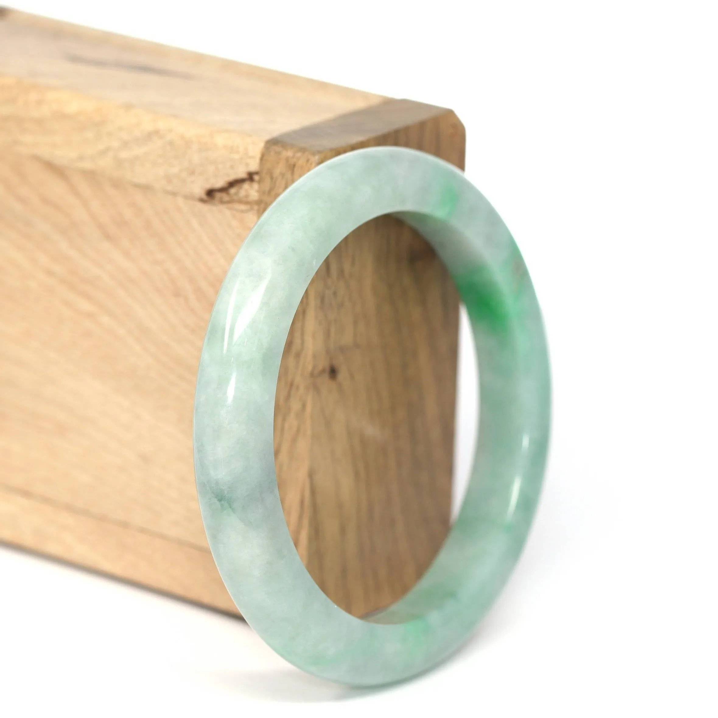 Genuine Burmese Forest Green Jadeite Jade Bangle Bracelet (53.83 mm) #221