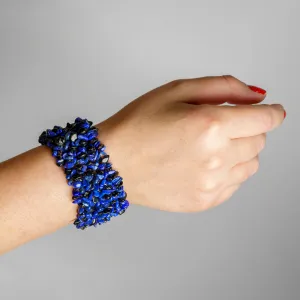 Genuine Lapis Lazuli Gem 7 Inch Cuff Bracelet