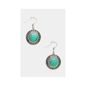 Genuine Turquoise Round Earrings