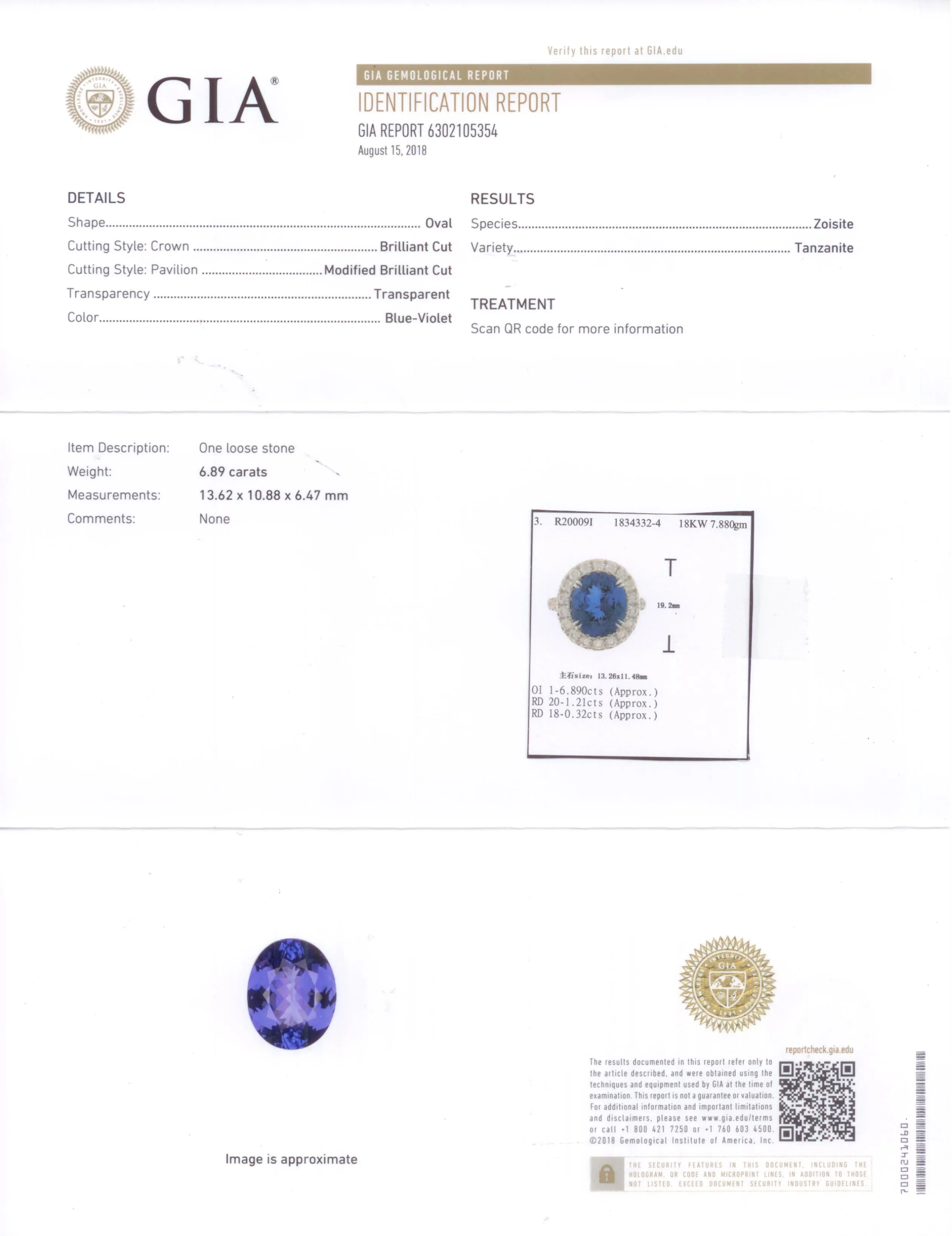 GIA Certified Ladies Diamond 6.89ct Tanzanite Ring