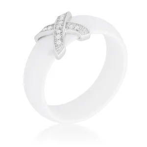 Gloris White Ceramic X BandRing | Sterling Silver