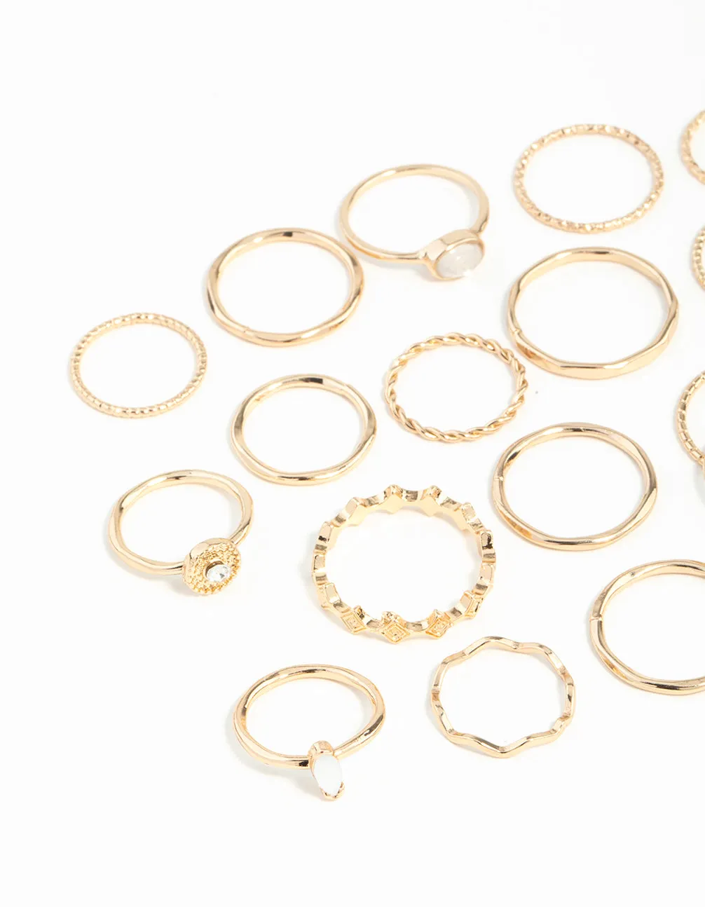 Gold Textured Synthetic Opal Ring 24-Pack