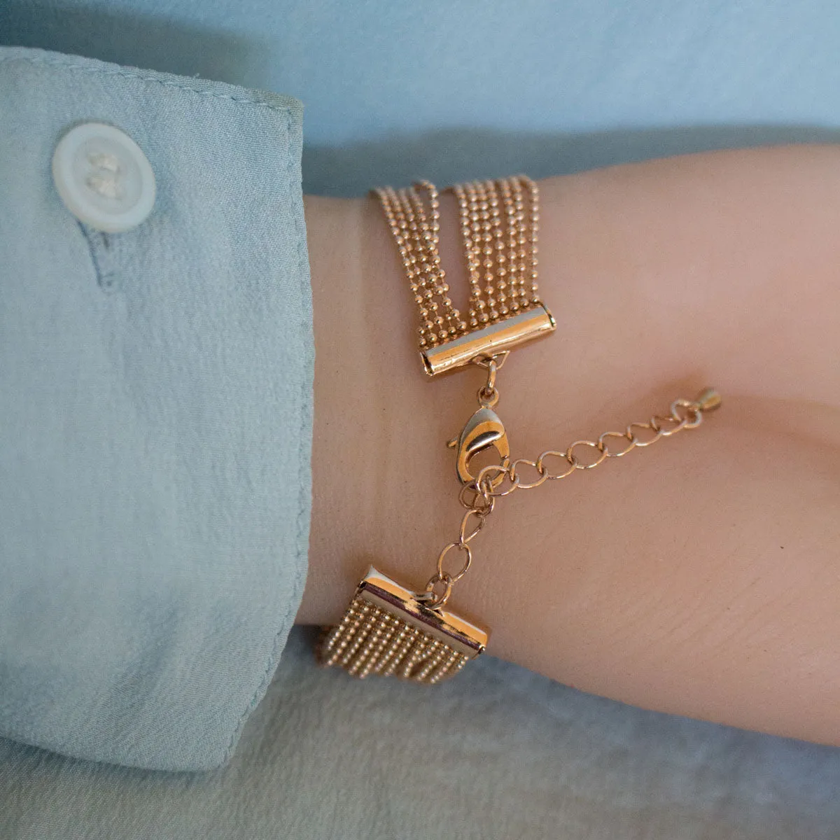 GOLDEN FLOWER PEARL BRACELET